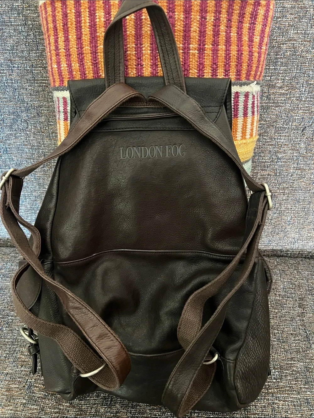 Women’s Dark Brown Leather Backpack with Buckle Accents